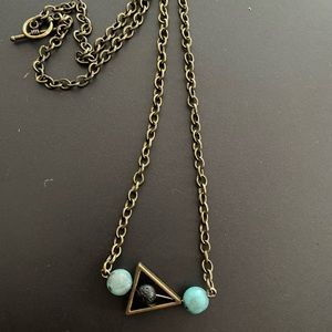 NWOT Boutique Jewelry Necklace with Lava Stones and Triangle Bead